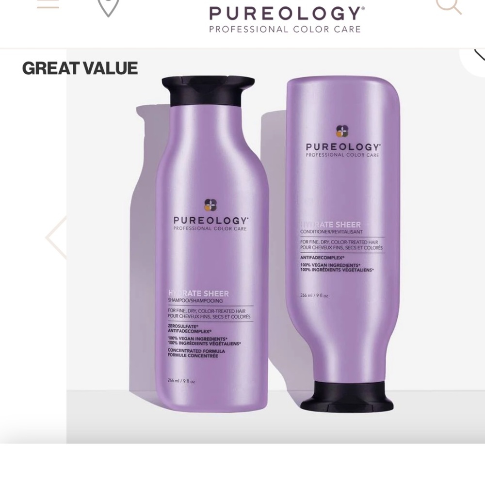 Pureology Hydrate Sheer Shampoo & Conditioner Set
